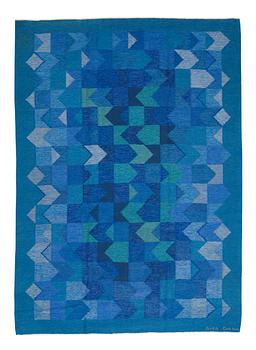 269. Brita Grahn, matta, "Blåvinge", rölakan, ca 282 x 202,5 cm, signerad Brita Grahn.