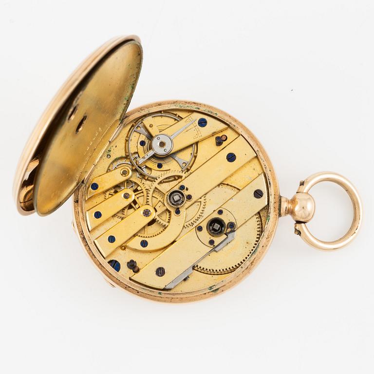 Pocket watch, 14K gold, key-wind, 44 mm.