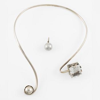 Stigbert, collar, neck ring, silver and rock crystal.