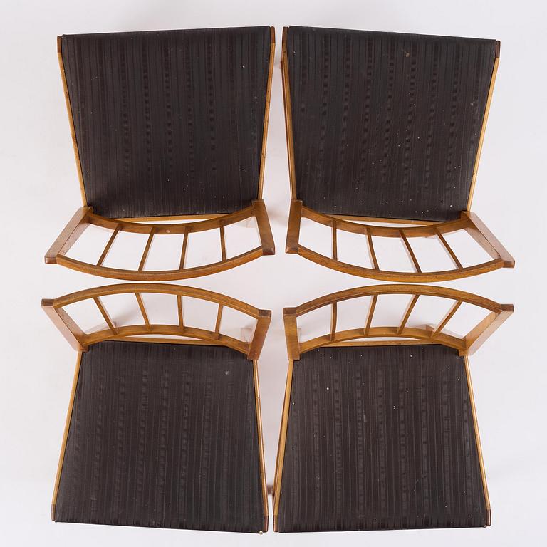 Josef Frank, a set of eight mahogany chairs model B 800, Firma Svenskt Tenn, mid 20th century.