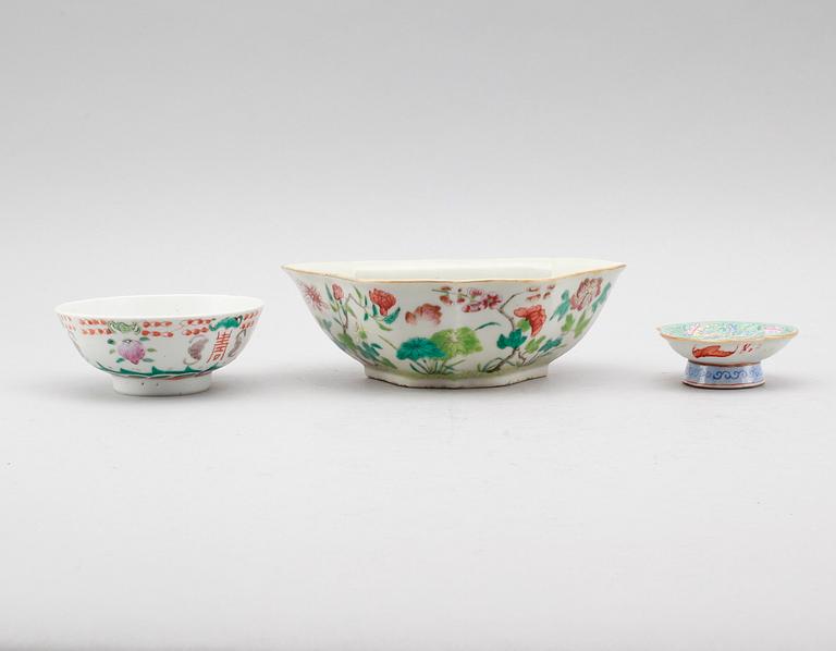 SKÅLAR, 3 st, porslin, Kina, tidigt 1900-tal.