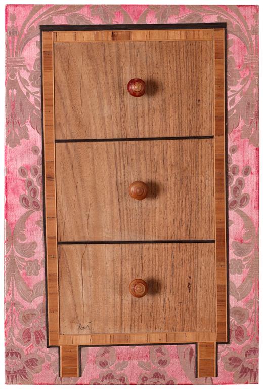 Enrico Baj, "Commode à trois tiroirs".