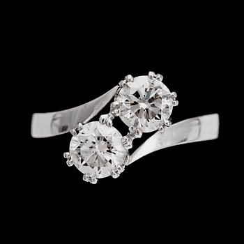 970. A brilliant cut diamond ring, tot. 1.46 cts.