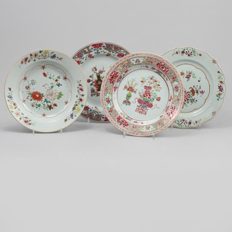 TALLRIKAR, 4 st, porslin, Kina, 1700-tal.