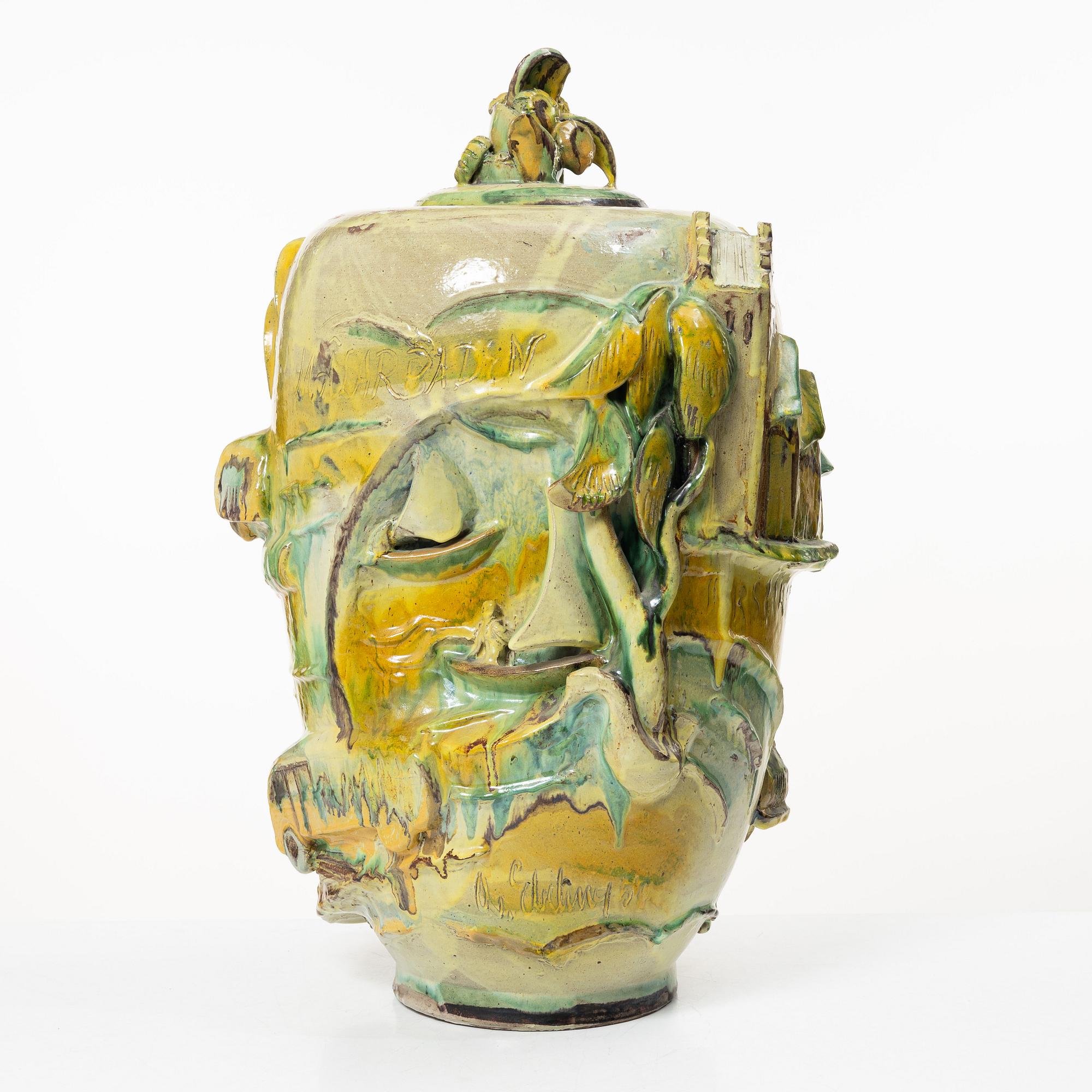 Allan Ebeling, a large lidded vase, 1950.