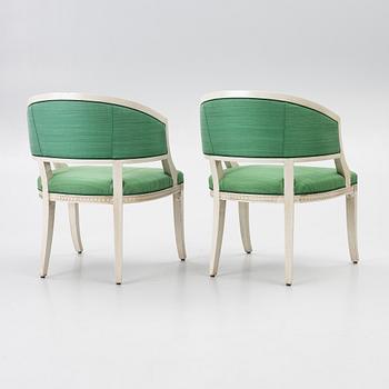 A pair of late Gustavian style armchairs, late 20th Century.