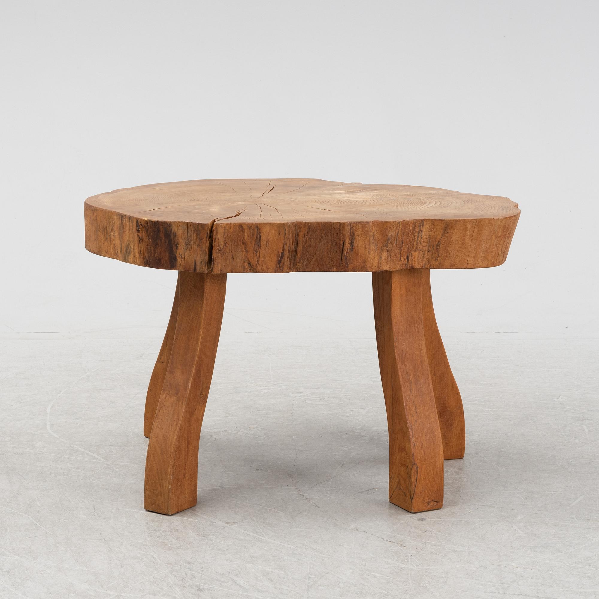 Carl-Axel Beijbom, an elmwood coffee table, Simlingegården Klagstorp, signed and dated 1964.