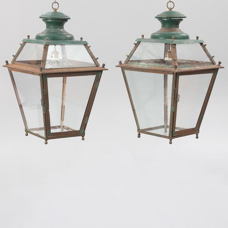 Ceiling lanterns, a pair, 19th century.