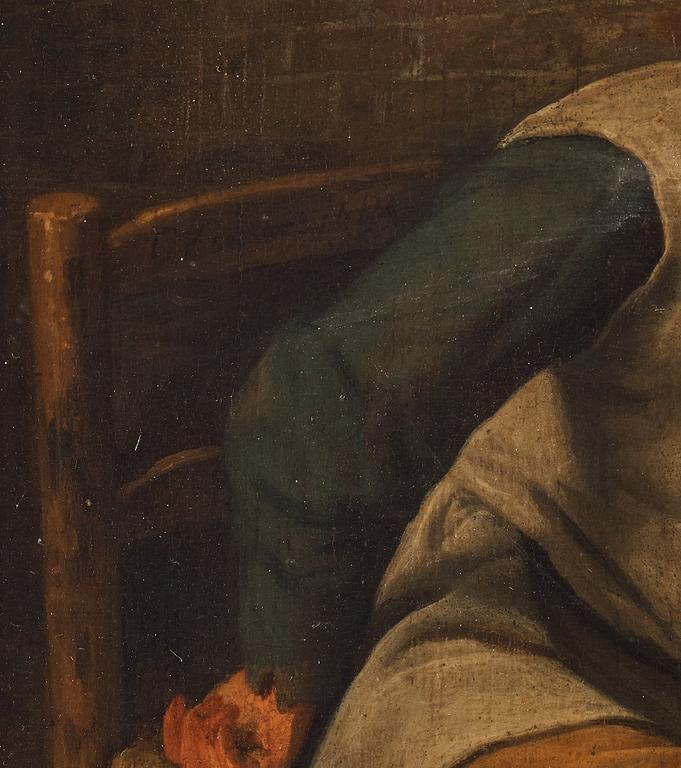 Cornelis Dusart, Interiör med kritrökande man.