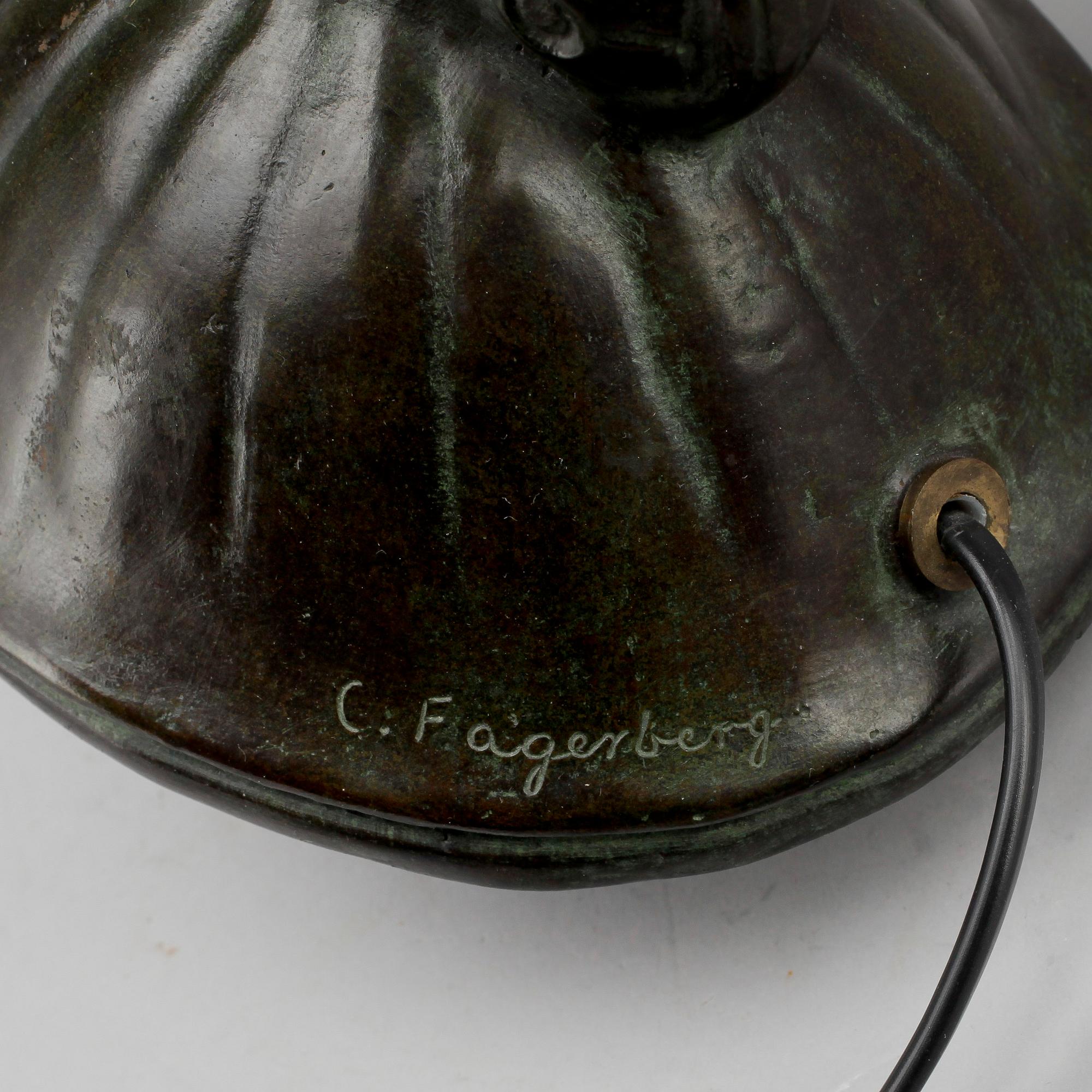 BORDSLAMPA, brons, art deco, Carl Fagerberg, 1920/30-tal.