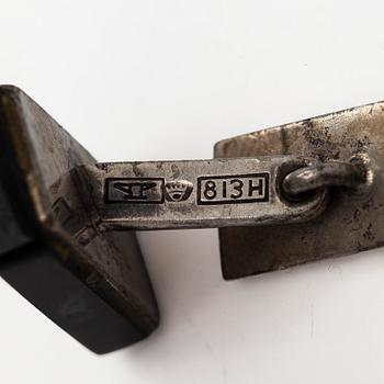 Elis Kauppi, cufflinks, 2 pairs, spectrolite, smoky quartz, silver, Kupittaan Kulta, Turku 1961–1963.