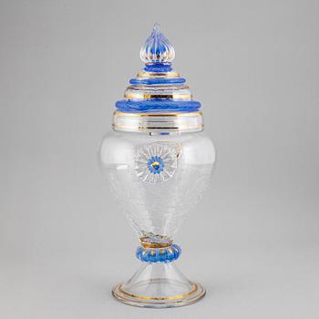 MONICA BACKSTRÖM, lockpokal, glas, signerad, Kosta Boda.