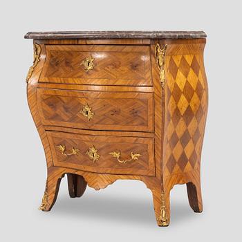 A Rococo chest of drawers by Johan Noraeus (master in Stockholm 1769-1781).