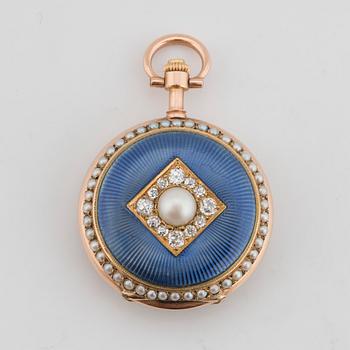 POCKET WATCH, with pearls and diamonds.