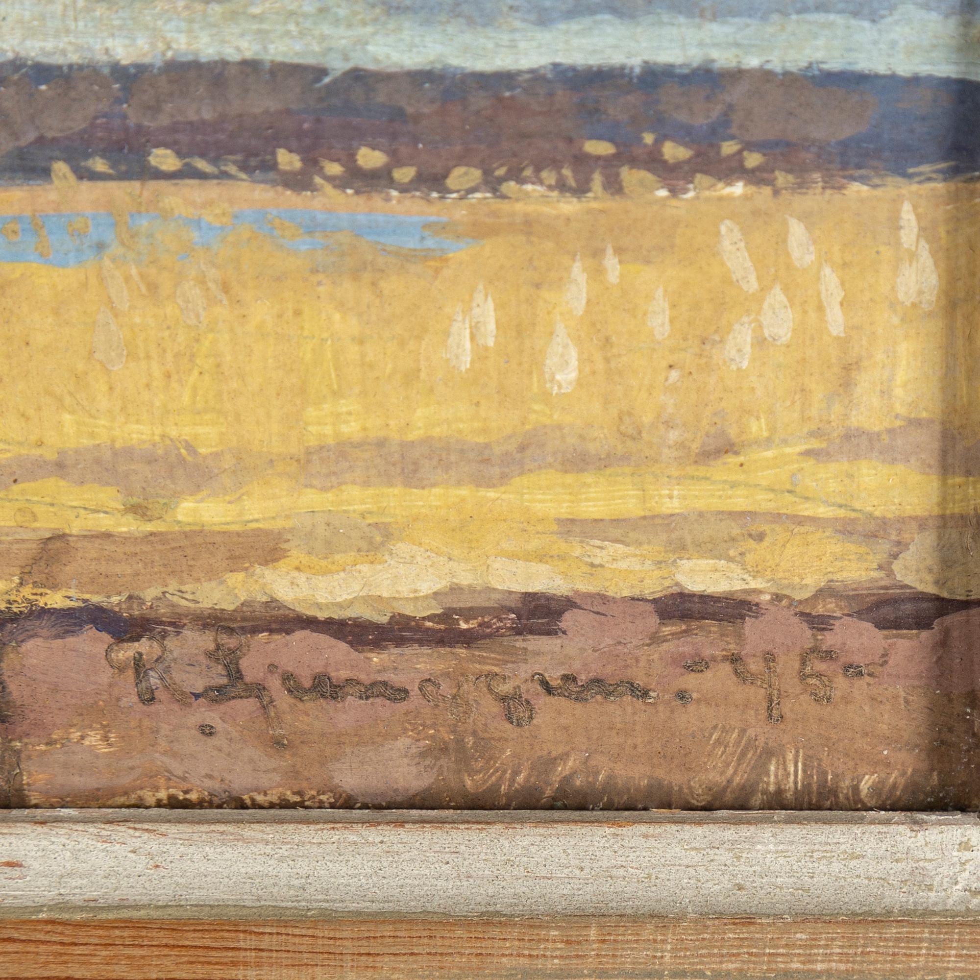 REINHOLD LJUNGGREN, olja på pannå, signerad R. Ljunggren och daterad 45.