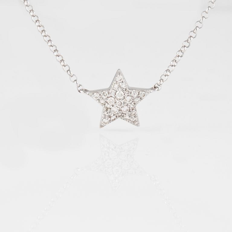 COLLIER, 18K vitguld med briljantslipade diamanter ca 0.15 ct. Vikt 1,8 gram.