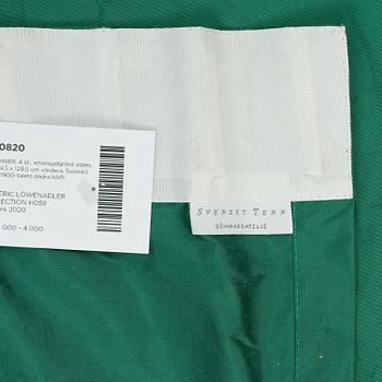 CURTAINS, 4 pcs., emerald green silk, ca 304,5 x 129,5 cm each, Svenskt Tenn, the second half of the 20th century.