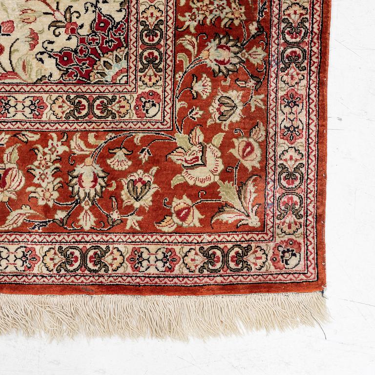 An Qum, silk rug, c. 197 x 138 cm.