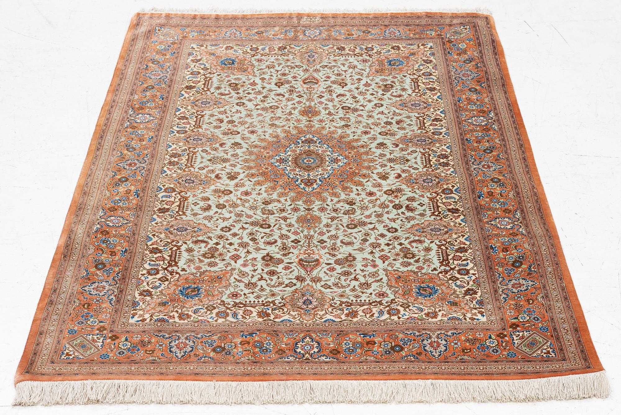 Rug, Old Ghom Central Persia, Signed Abbas Janshidi, c. 150 x 93 cm.