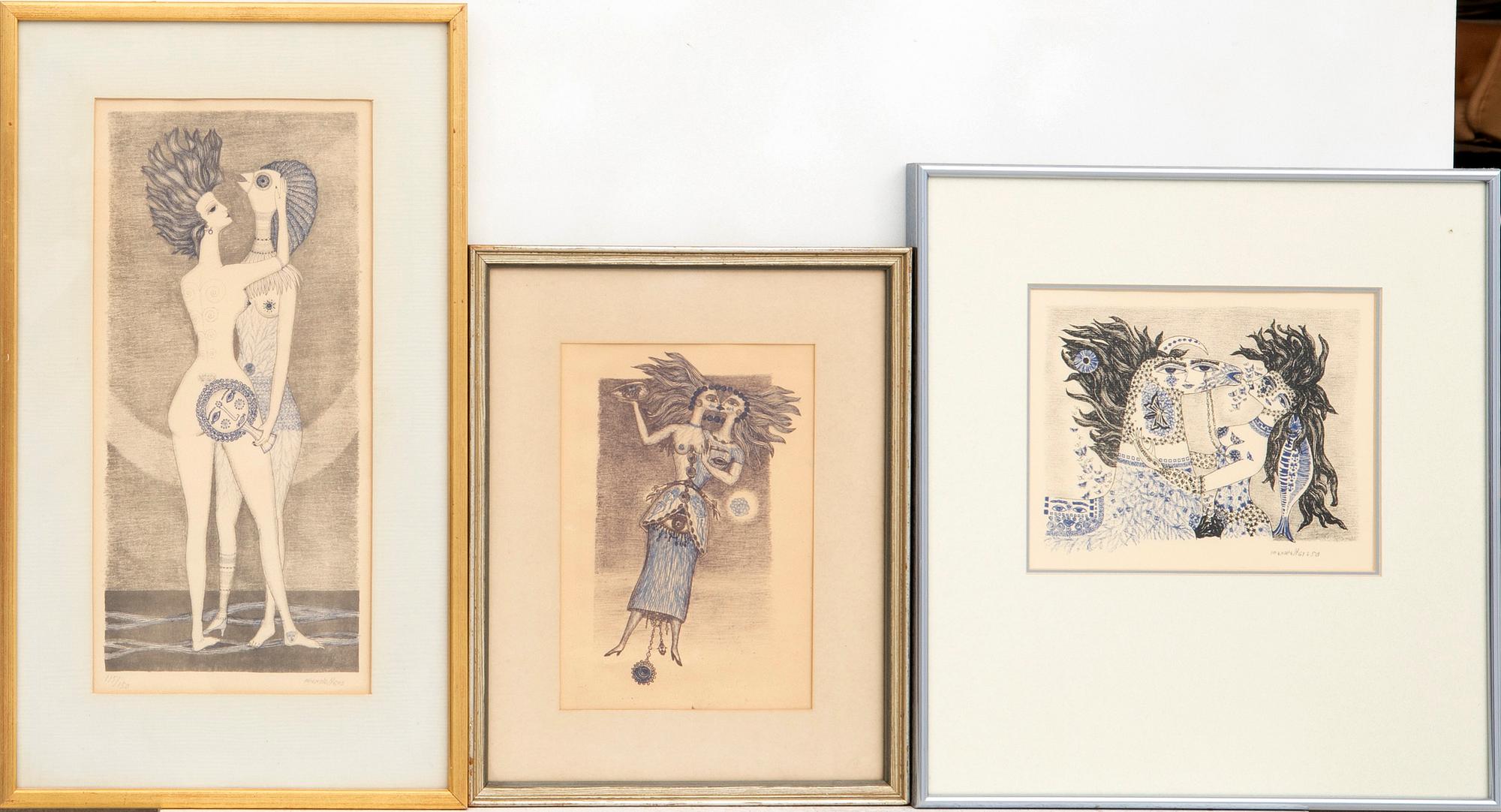 Max Walter Svanberg, lithographs/offset 3 pcs some signed and dated.
