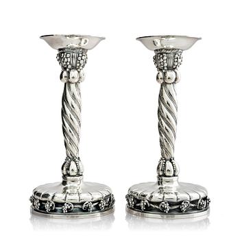 505. Georg Jensen, a pair of Danish sterling silver candlesticks, modell no 264, Copenhagen after 1945.