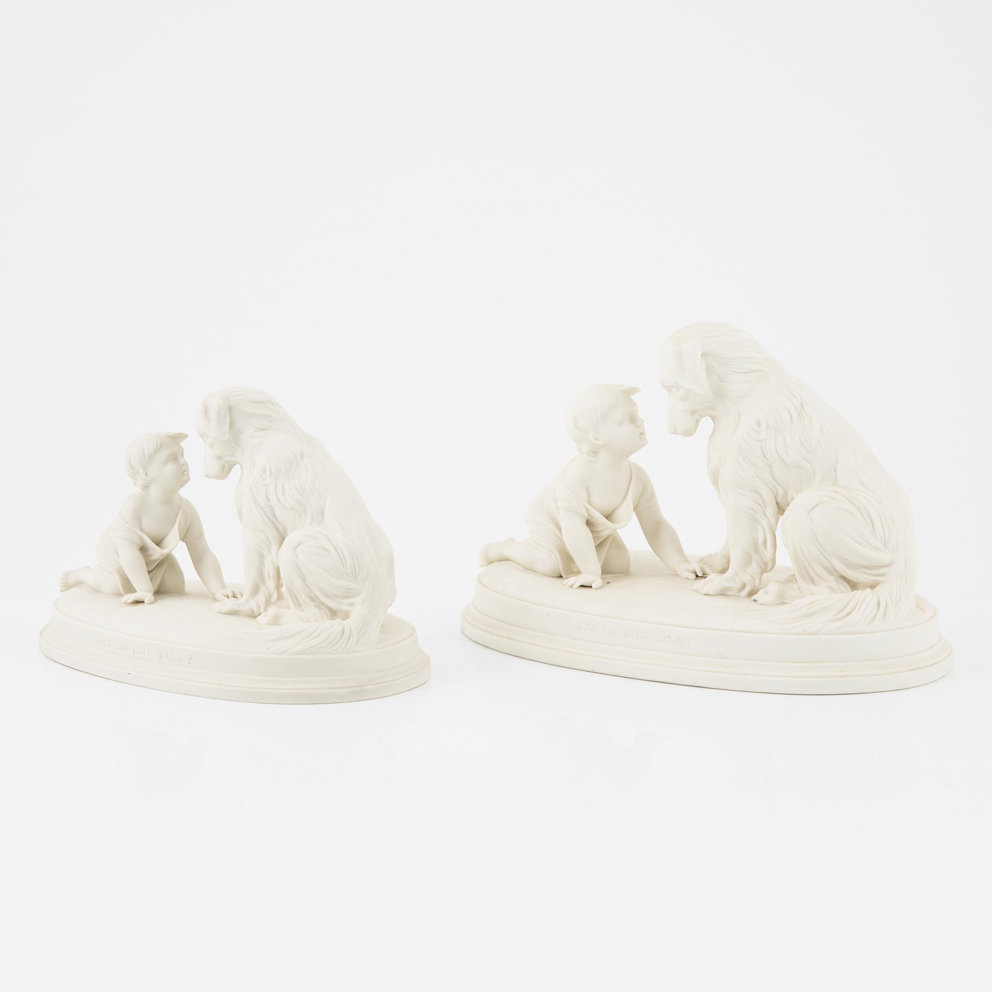 Figuriner, 2 st, parian, Gustafsberg, 1900-talets början.