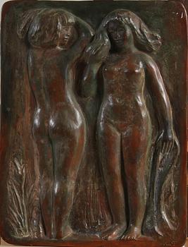 VÄGGRELIEF, gips, monogramsign "K. L -P.".