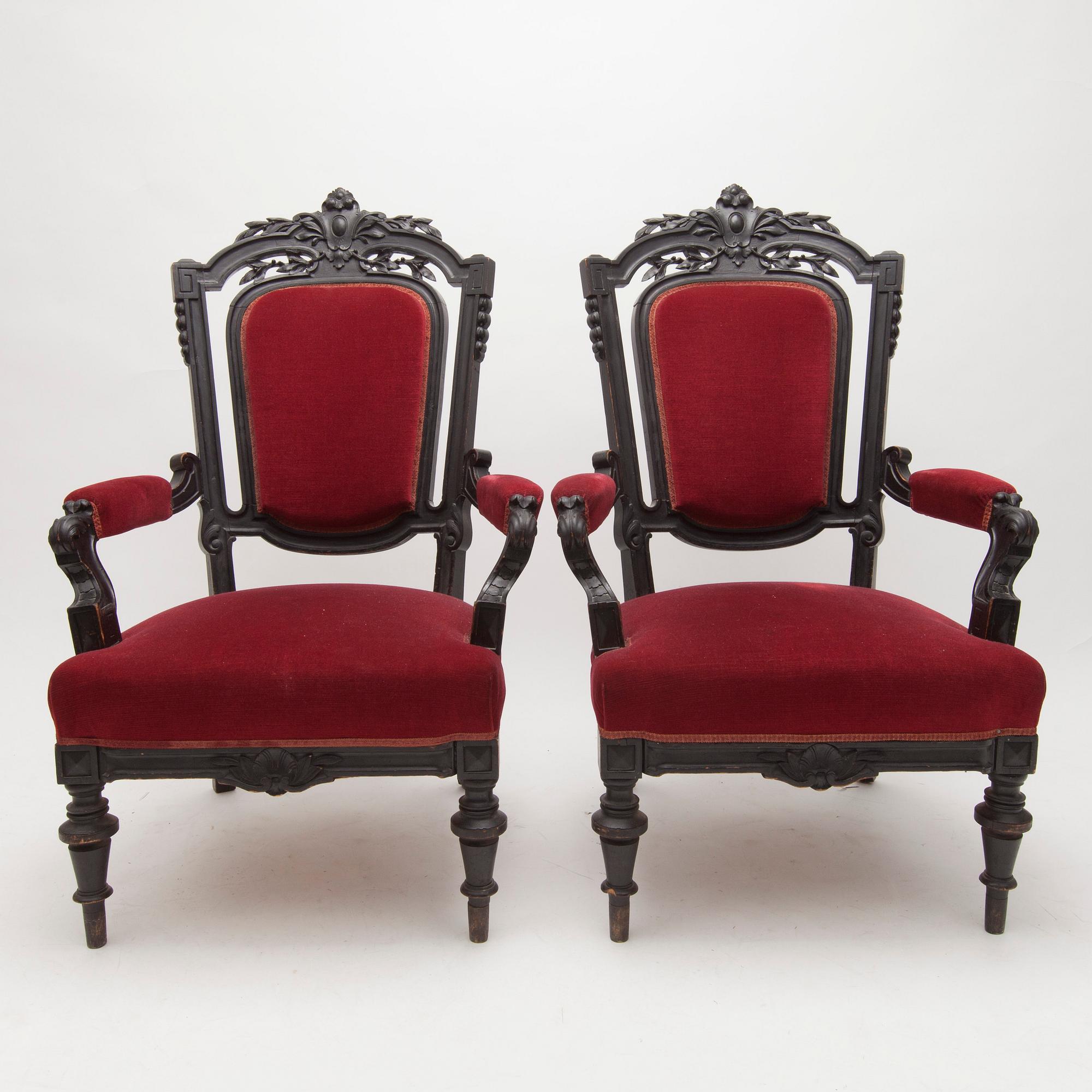 STOLAR, ett par, nyrenässans, 1800-talets slut.