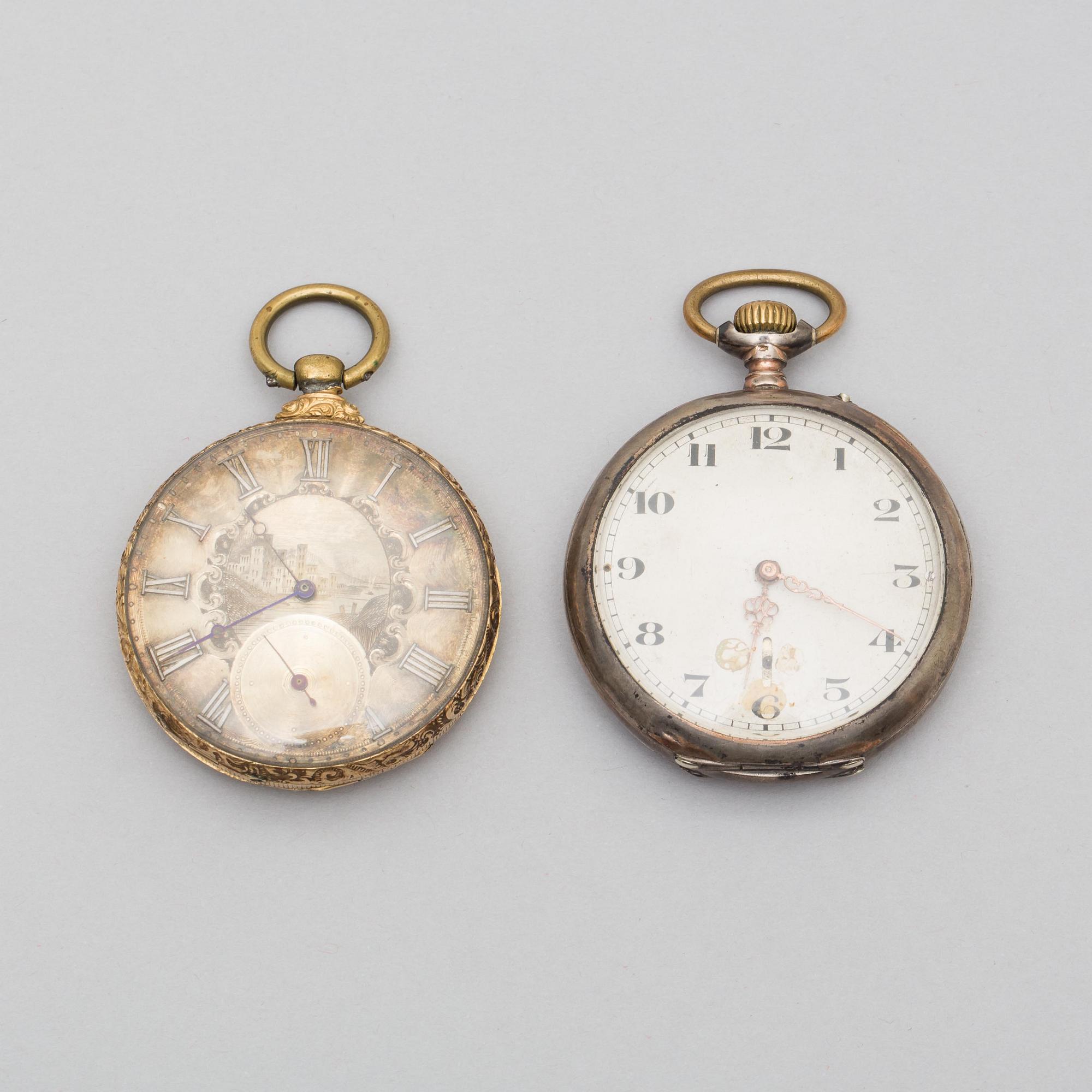 FICKUR, 2 st. Silver resp. 14k guld.