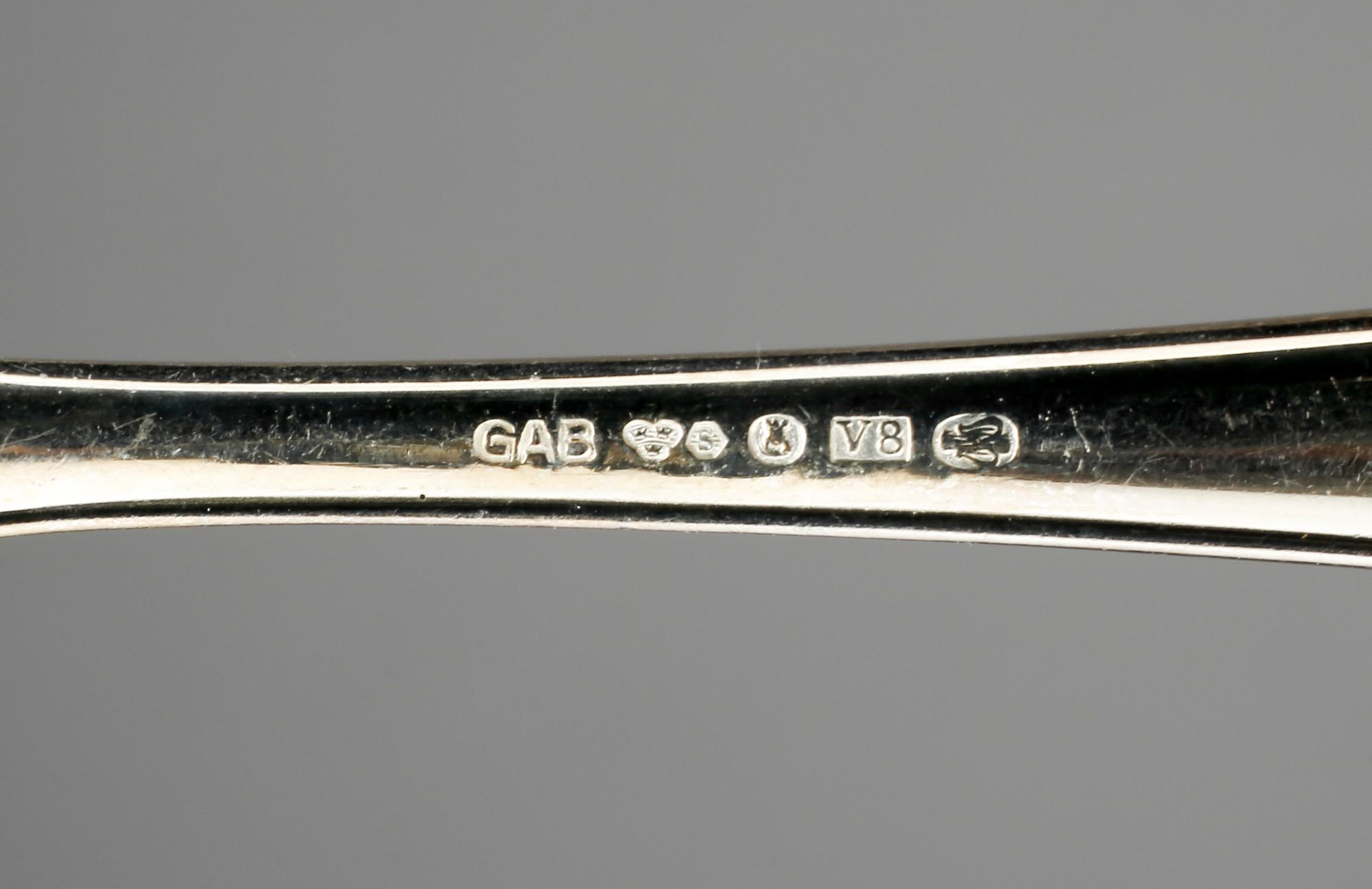 BESTICKSERVISDELAR, 108+1+2, silver, GAB Stockholm, 1900-talets mitt.Vikt ca 2850 gram.