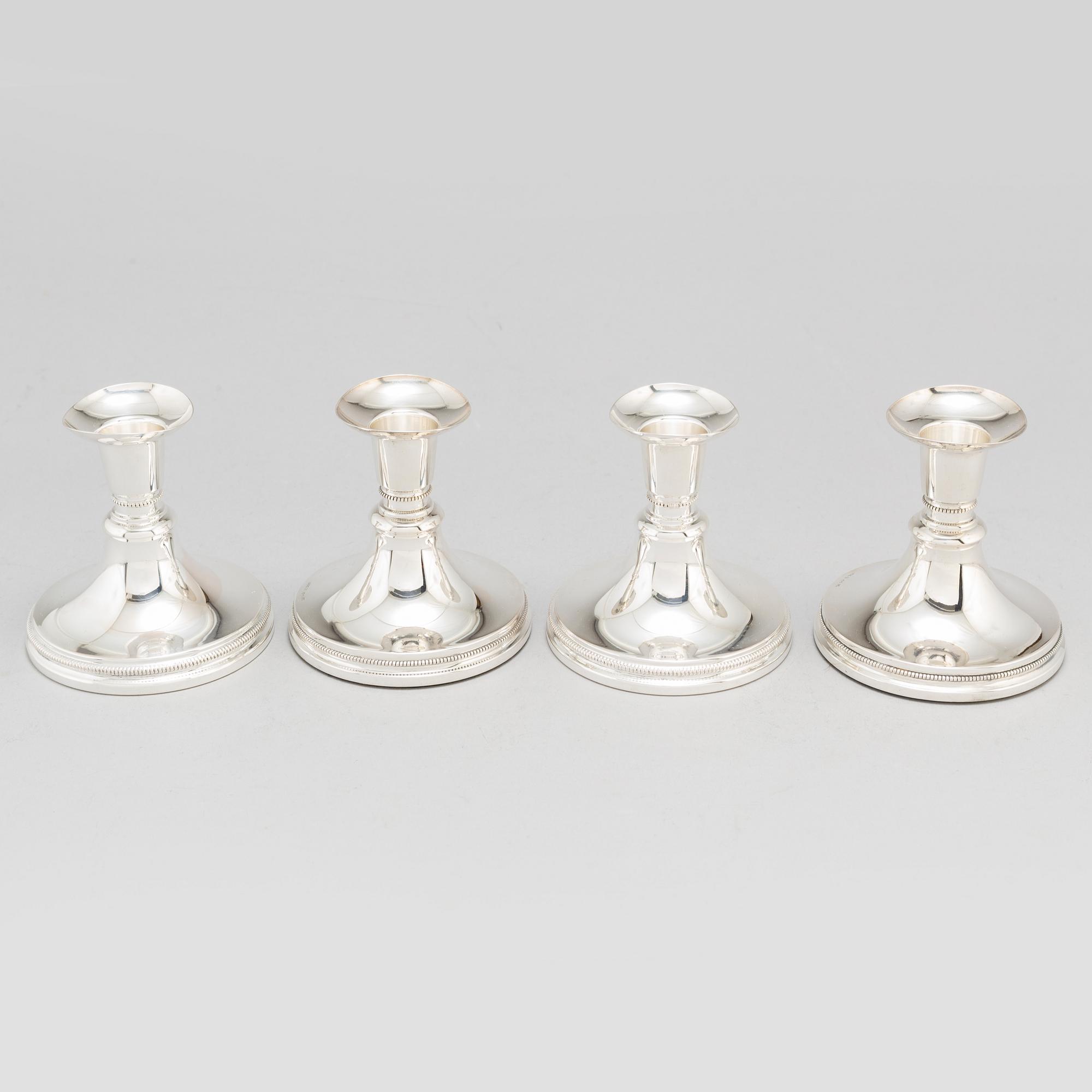 ERIC LÖFMAN, ljusstakar, fyra st, silver, MGAB Uppsala, 1959-1975.