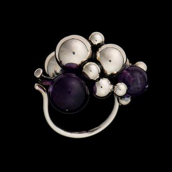 GEORG JENSEN, RING, "Moonlight grapes", silver, ametister.