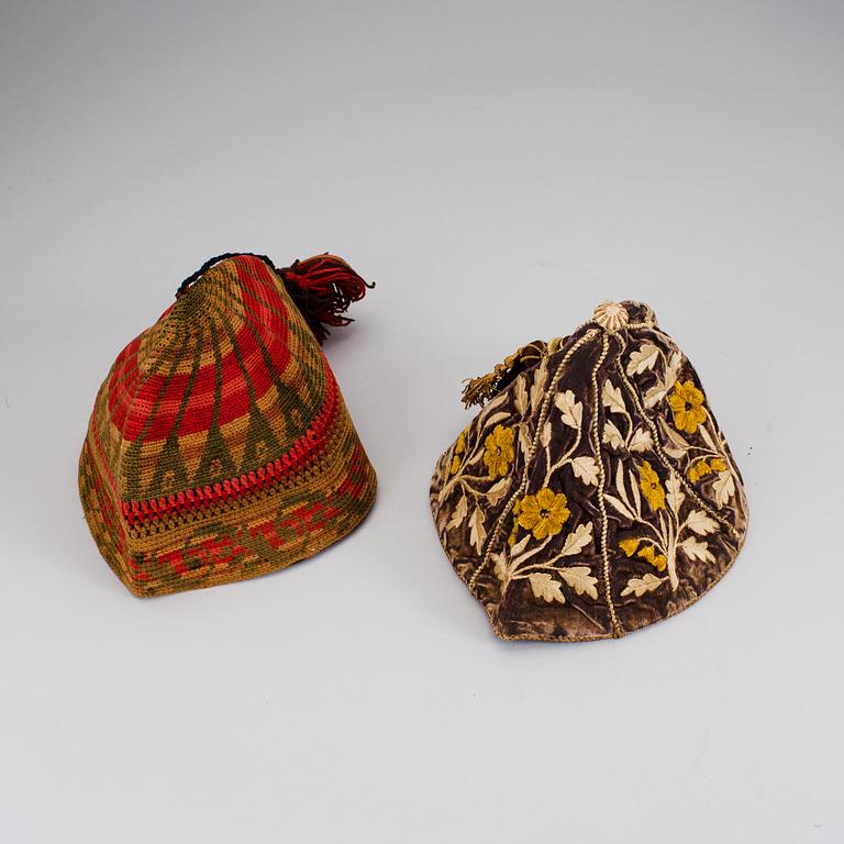 Two night caps 19th century.