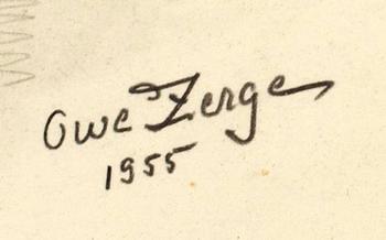 OWE ZERGE, teckning, blyerts; signerad 1955.