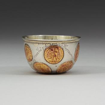 A Swedish 18th century parcel-gilt tumbler, unmarked.