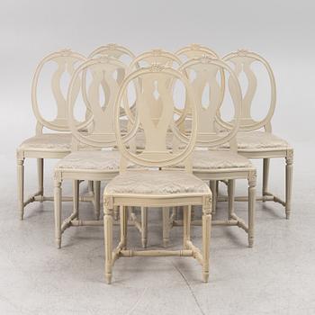 A set of eight Gustavian style chairs, late 20th century.