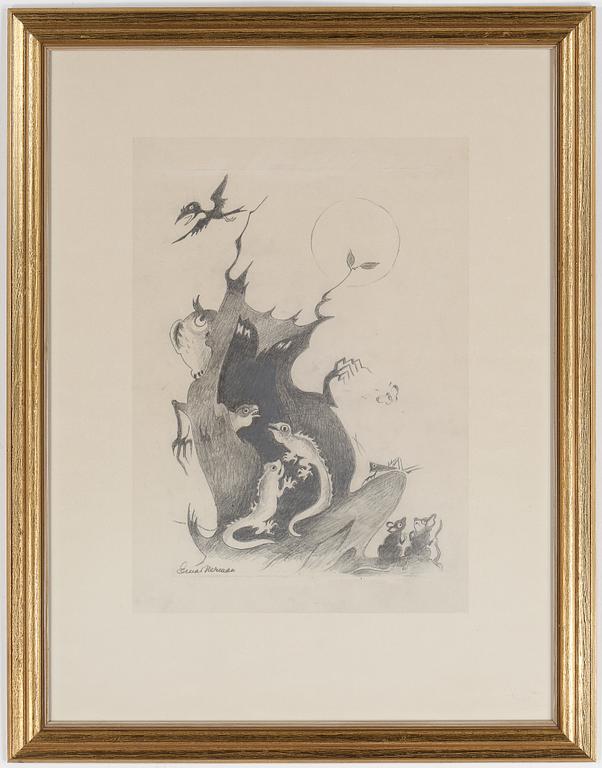 EINAR NERMAN, blyertsteckning. Signerad.