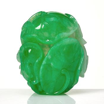 A Chinese coloured jadeit sculpture, 20th Century.