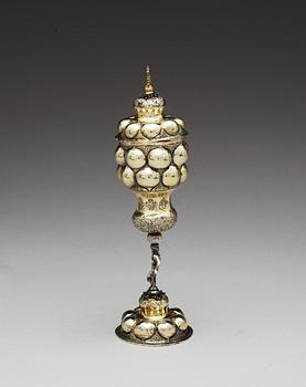 A Russan silver-gilt cup and cover, unidentified makers mark, Moscow 1745.