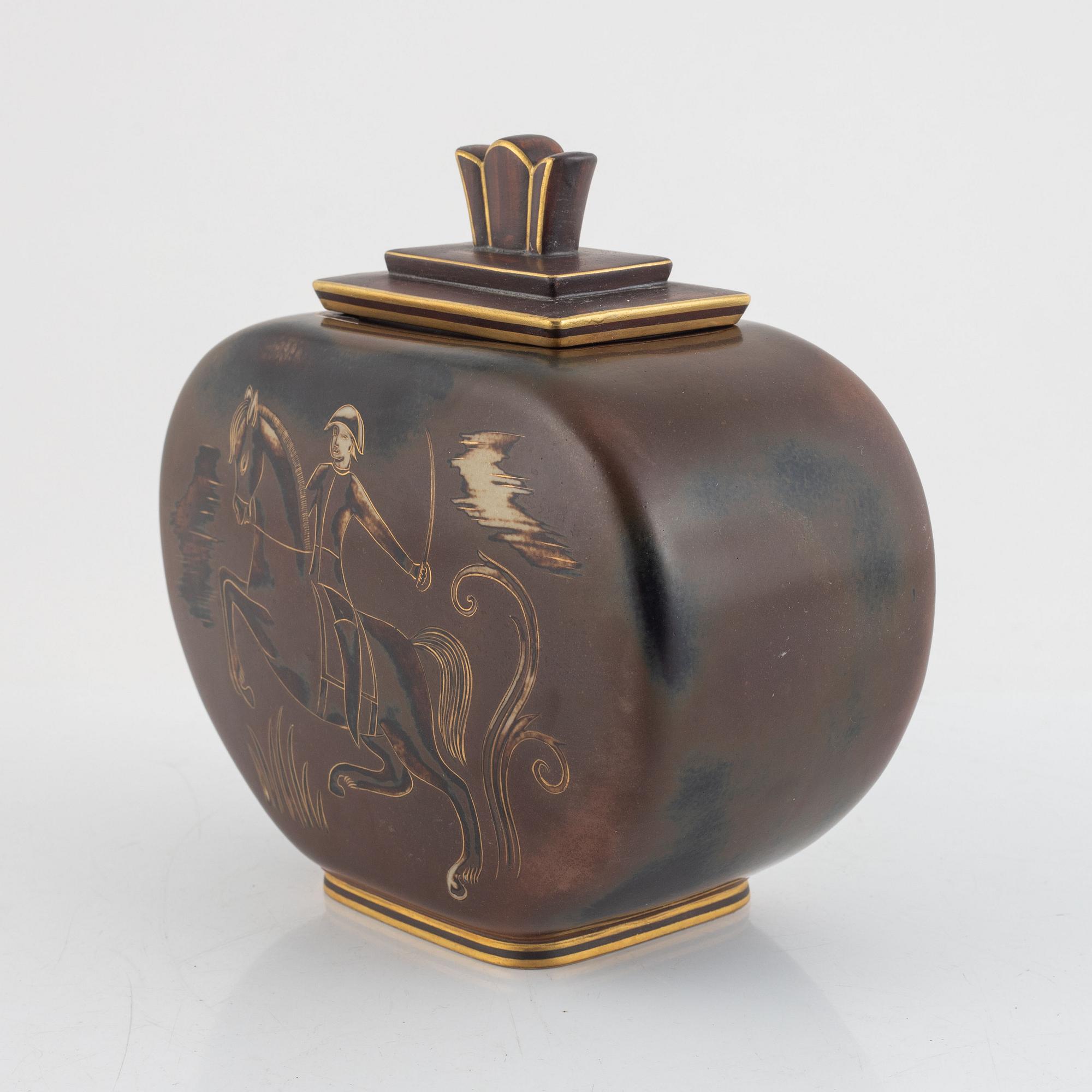 Gunnar Nylund, a unique 'Flambé' urn with cover, ALP Lidköping.