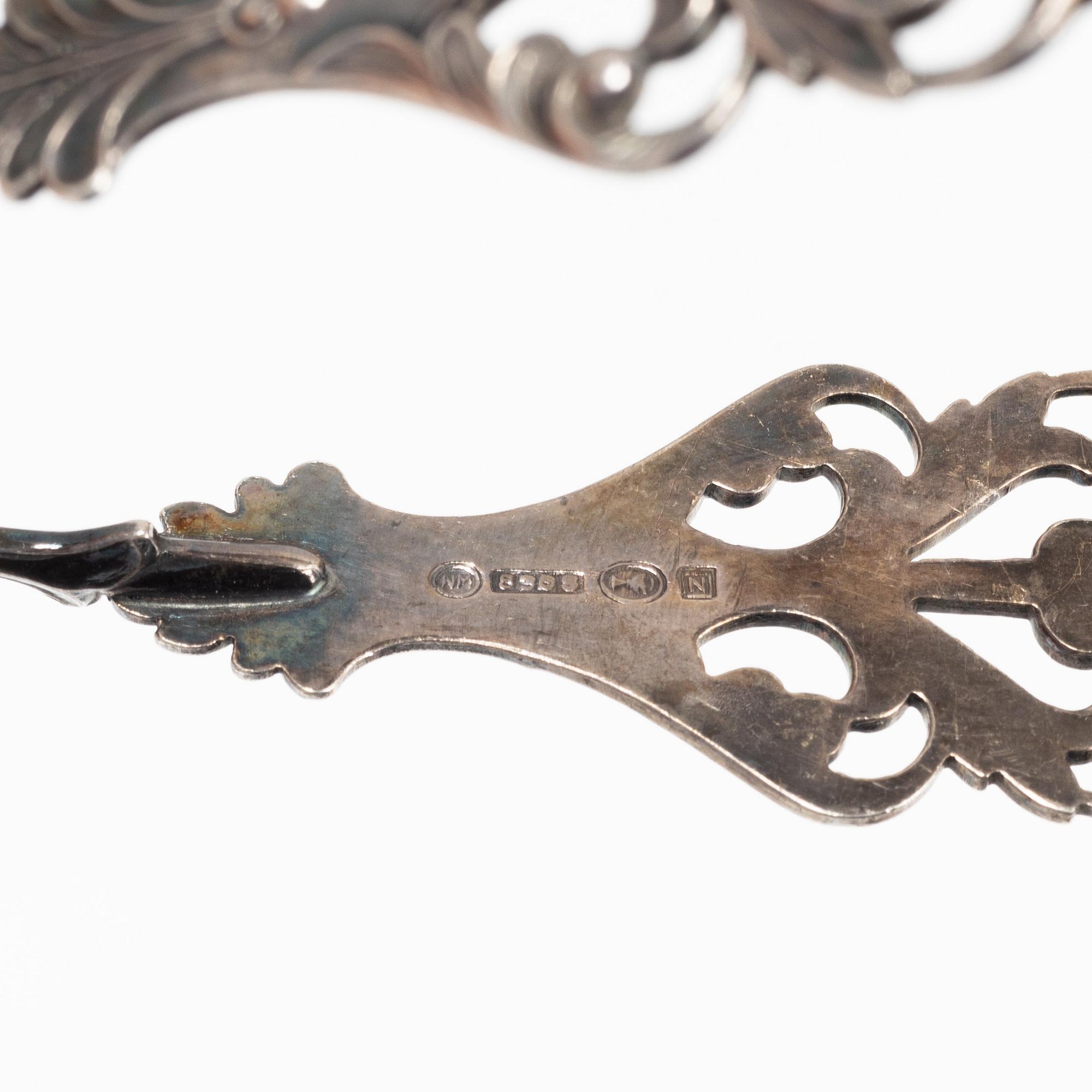 Serveringsbestick, 10 st, silver, bl a Otto Larsson, Landskrona 1920.