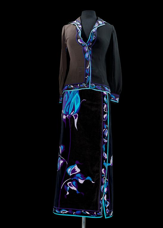 EMILIO PUCCI, långkjol samt blus.