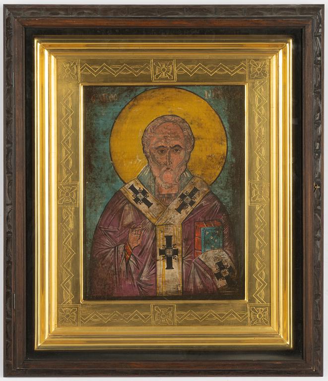 Ikon, Ryssland, 18/1900-tal, St Nikolaus.