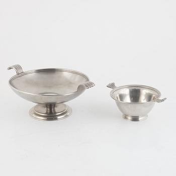 Firma Svenskt Tenn, a set of two pewter bowls models "7" and "598", Stockholm 1928-1935.