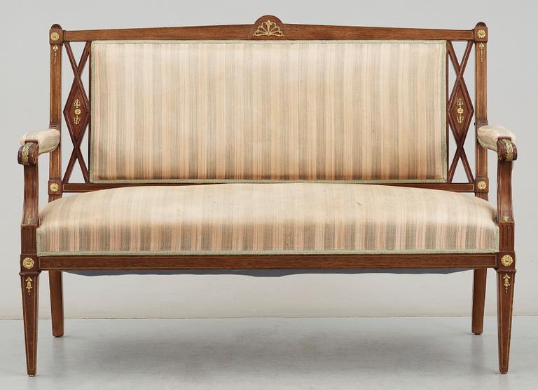 SALONGSMÖBEL, 8 delar. Sengustaviansk stil, 1800/1900-tal.
