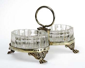 SALTKAR, silver samt glas, empir, 1832.