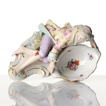 A pair of porcelain salt cellars, Meissen, Germany, late 19th century.