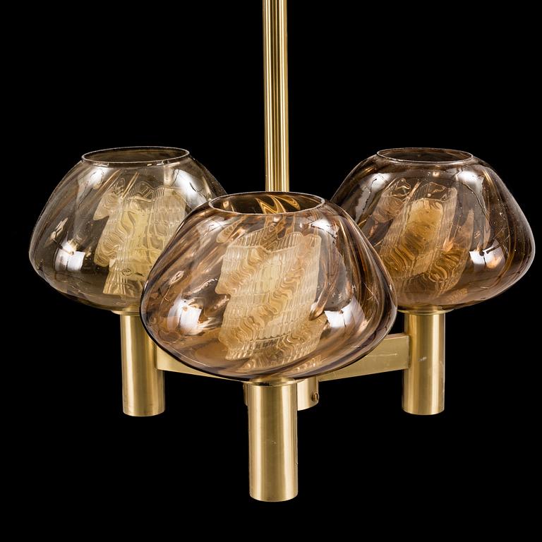 A 20th century brass ceiling lamp.