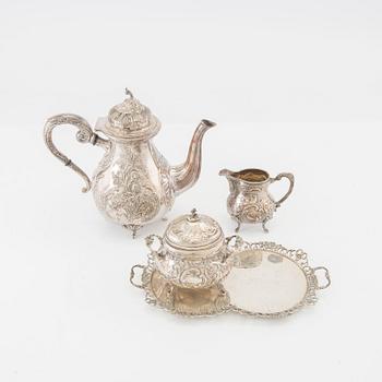 A Swedish 20th century 4 pcs silver coffee set marks of JL Hultman and GEWE Stockholm 1965, weight 1090 grams.
