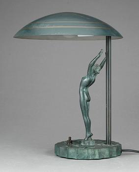 BORDSLAMPA, brons, art deco, 1920-tal.